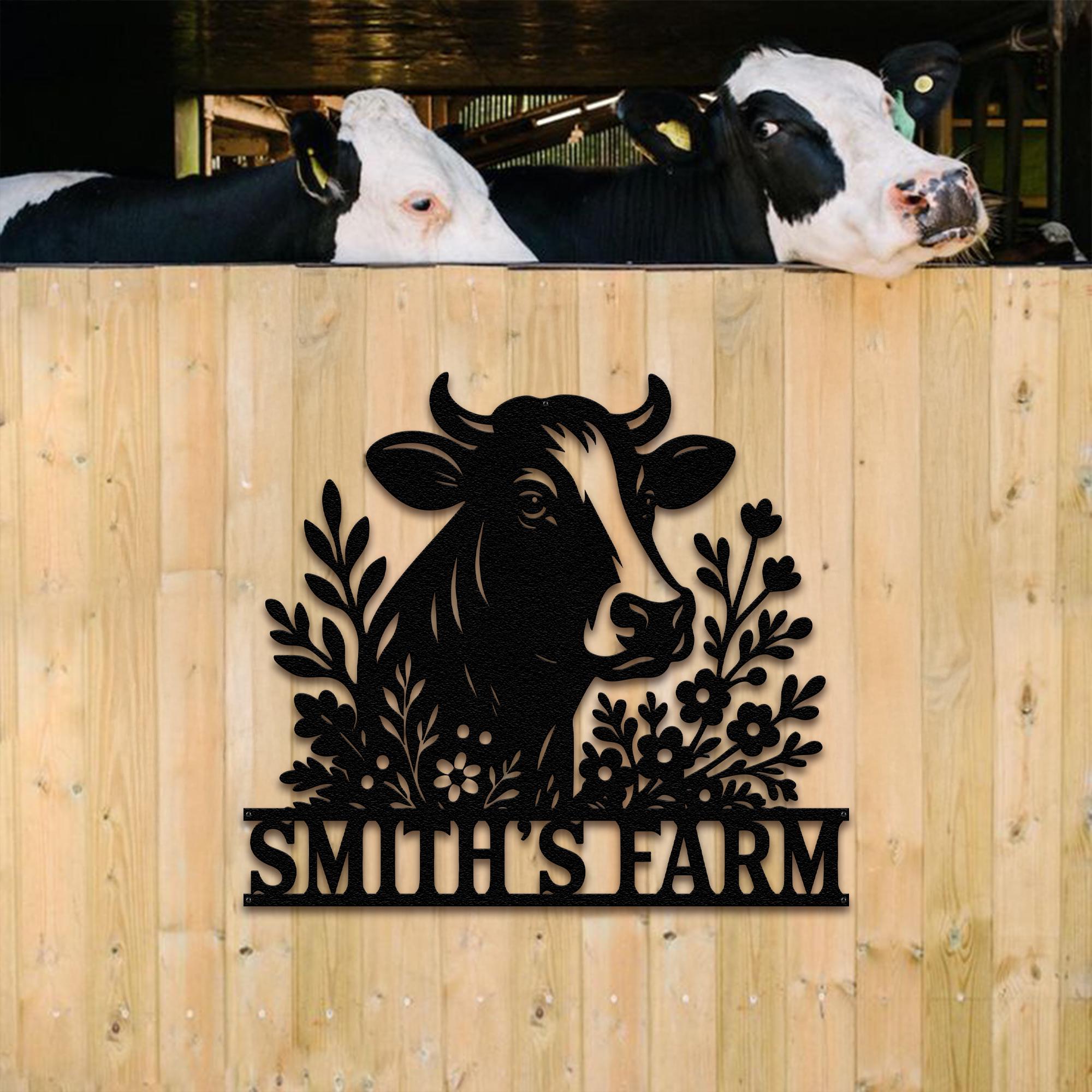 Personalized Metal Cow Sign, Cow Farm Sign, Cow Metal Wall Art, Family Name Sign, Farmhouse Decor Farmer Gift, Pig Lover Gift, Ranch Decor
