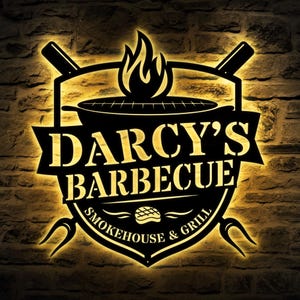 Personalized Metal Barbecue LED Sign, Custom Grill Sign, Barbecue Sign for Outdoor, Large BBQ Sign, Custom Gift, Barbecue Wall Art Decor