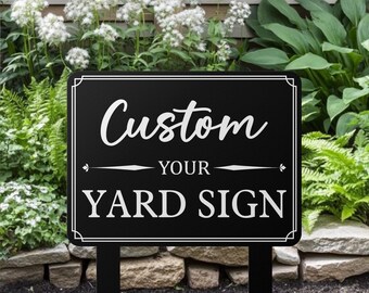 Placa de metal personalizada para jardim – Placa de metal para áreas externas para jardim, entrada de automóveis, gramado ou casa, decoração durável para casa, presente personalizado para inauguração de casa