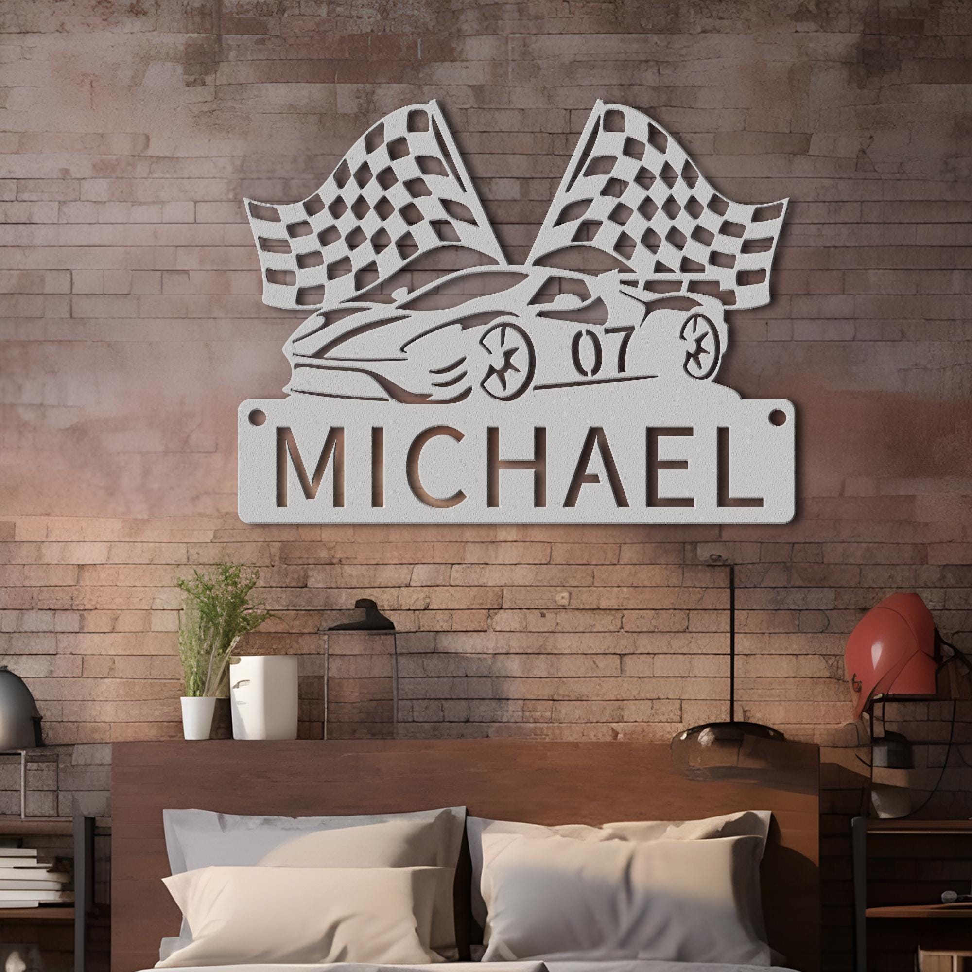 Custom Checkered Flag Racing Sign, Checkered Flag Monogram ...