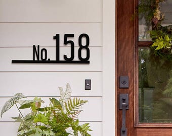 Mid Century Modern Metal House Number Sign, Address Sign with Street Name, Retro Style House Number, Anniversary Gift, House Warming Gift