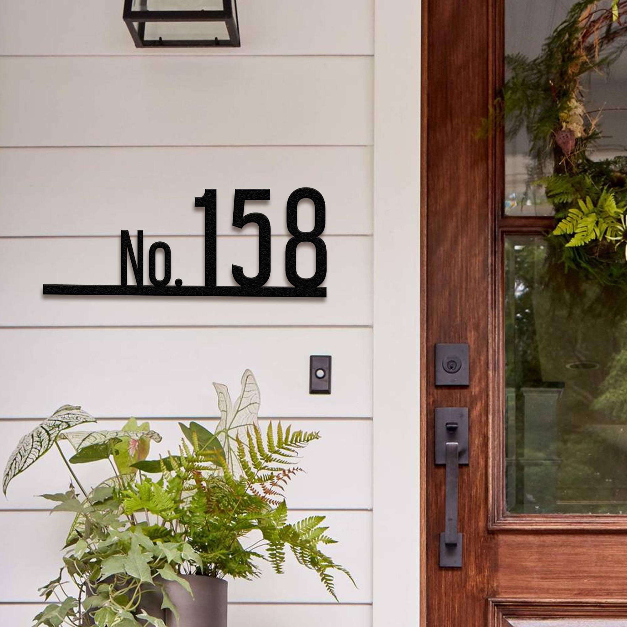 Mid Century Modern Metal House Number Sign, Address Sign With Street ...