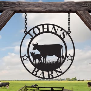 Personalized Cow Metal Farm Sign, Farmhouse Metal Sign, Custom Ranch Sign, Farmhouse Decor,  Farm Gate Sign, Outdoor Decor, Farmer Gifts