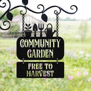 Benutzerdefinierte Garten Metallschild, frische Produkte hängendes Schild, personalisierte Gartendekoration, Outdoor Yard Schild, Geschenk für Gärtner, Gemüsebeet Schild