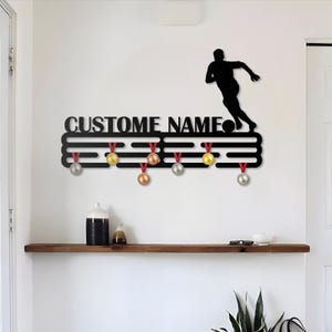 Custom Name Medal Hanger Monogram, Custom Medal Holder, Personalized Sports Medal Hanger, Award Holder, Medal Display, Soccer Medal Holder