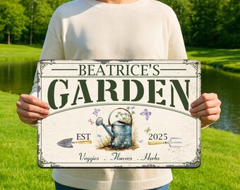 Enseigne de jardin personnalisée pour légumes, fleurs et herbes aromatiques : décoration de jardin extérieure personnalisée, cadeau de fête des mères, terrasse ou porche pour amateur de jardin