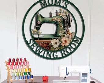 Letrero personalizado para sala de costura, letrero de acolchado, letrero personalizado para máquina de coser con flores, letrero para sala de manualidades, decoración para sala de costura, regalo para abuelas y mamás.