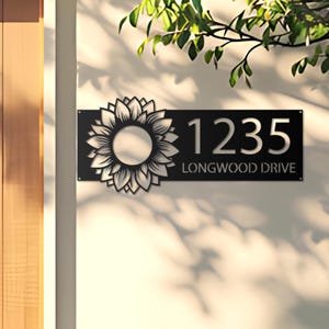 Personalized Sunflower Metal Sign House number, Outdoor Address Number Sign, Hanging Address Plaque, Housewarming Gift, New House Gift