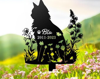 Custom Cat Memorial Stake, Personalized Cat Grave Markers, Metal Cat Garden Sign, Cat Remembrance Stake, Cat Loss, Cat Lover Gifts