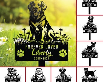 Aangepaste herdenkingspaal hond, grafmarkering hond, metalen paal hond verlies, gepersonaliseerd bord hondentuin, geschenk hond verlies, metalen bord tuindecor