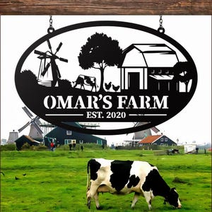 Personalized Cow Metal Farm Sign, Farmhouse Metal Sign, Custom Ranch Sign, Farmhouse Decor, Farmer Gift, Farm Gate Sign, Outdoor Decor