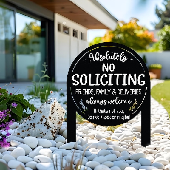 No Soliciting Yard Sign, Metal House Sign, No Soliciting Sign for Home Decor, Funny Metal Yard Stake, Outdoor Decoration, Housewarming Gifts