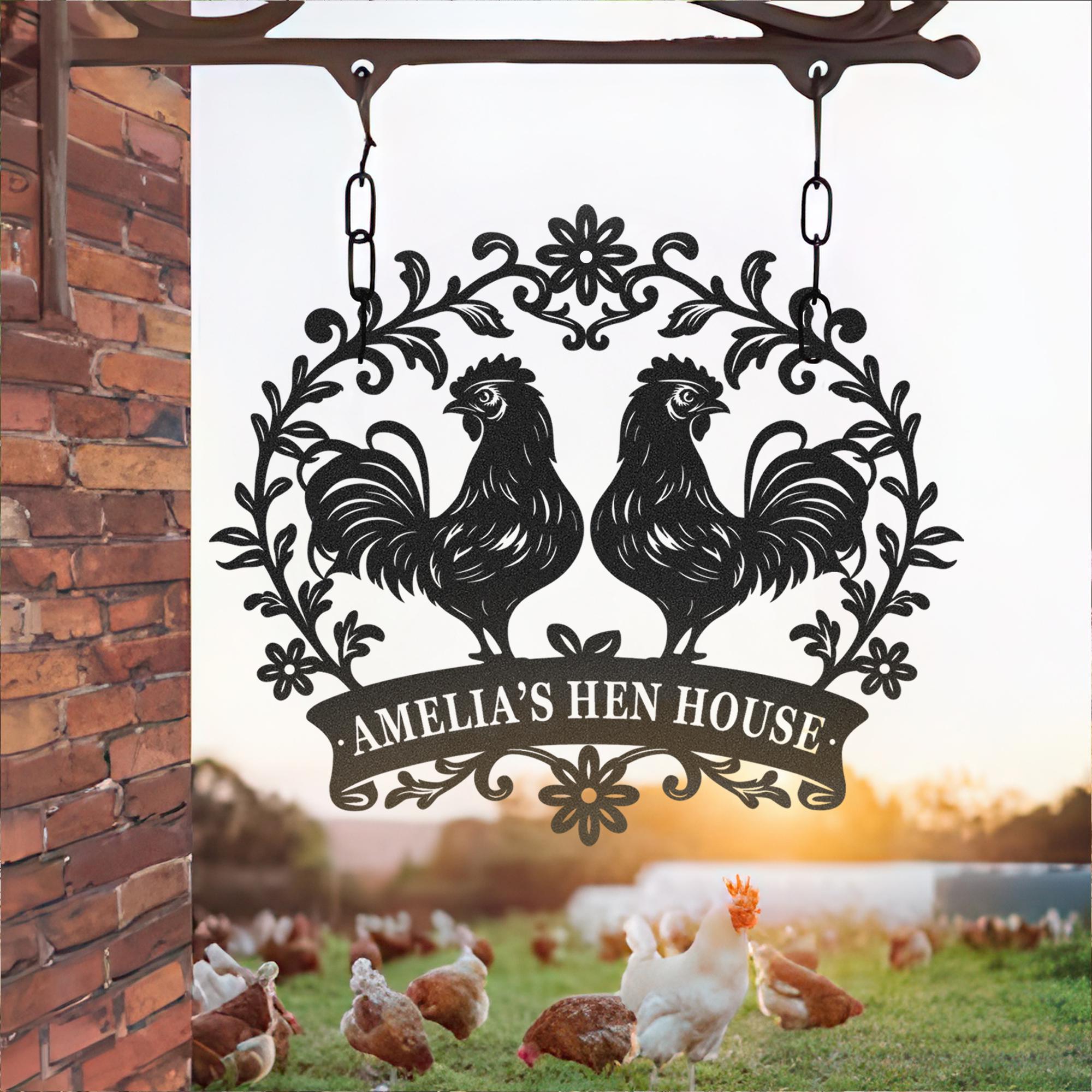 Customized Chicken Farm Metal Sign, Personalized Chicken Coop, Hen House Coop Sign, Family Name Sign for Farm House, Farm Decor, Famer Gifts