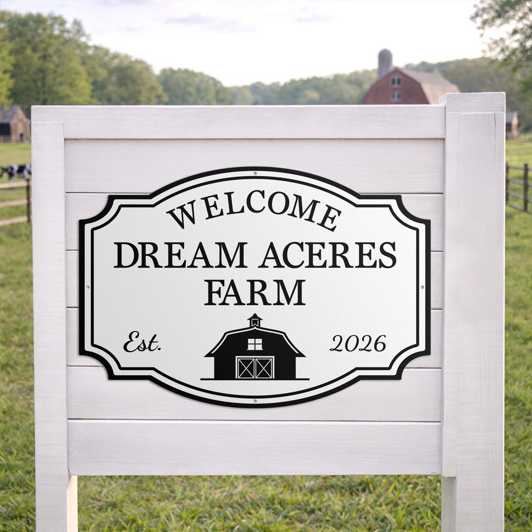 Custom Farmhouse Metal Sign, Personalized Farm Name Wall Art, Rustic ...