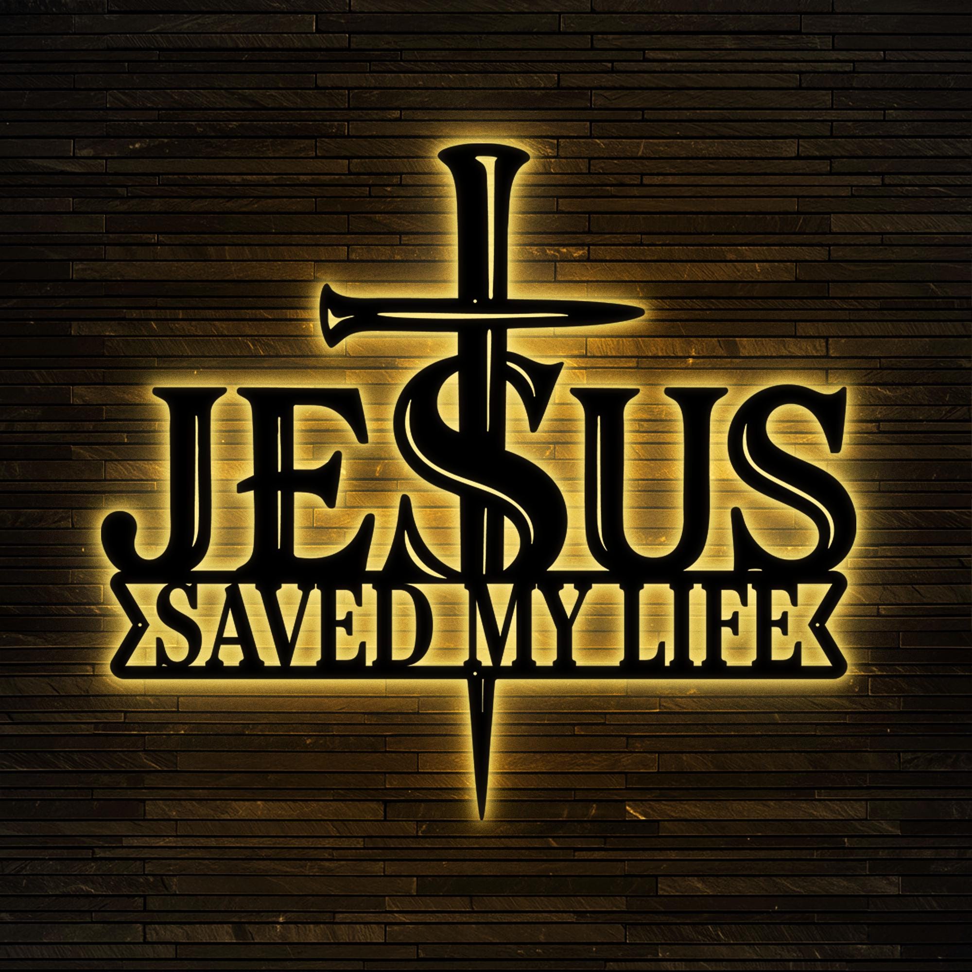 Jesus LED Metal Sign, Jusus Saved My Life, Christian Wall Art