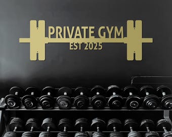 Fitness Zimmer Zeichen, personalisiertes Fitnessstudio Metallschild, individuelle Langhantel Wandkunst, Fitnessstudio-Dekor, Gewichtheben Geschenk für Männer, Dekoration für den Trainingsraum