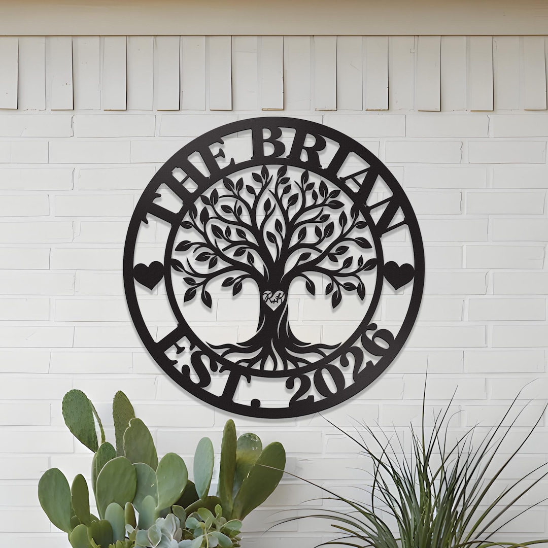 Personalized Tree of Life Metal Sign, Custom Family Name Wall Art ...