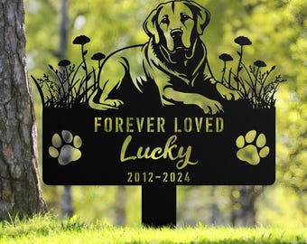 Custom Labrador Retriever Memorial Stake, Personalized Dog Grave Marker, Metal Pet Tribute Sign, Sympathy Gift, Dog Loss Remembrance Sign