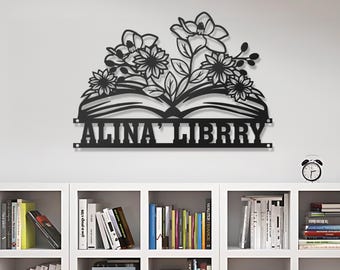 Personalized Library Metal Sign, Custom Books Wall Art Decor, Reading Room Sign, Bookworm Sign, Book Club, Study Room Decor, Bookshelf Sign