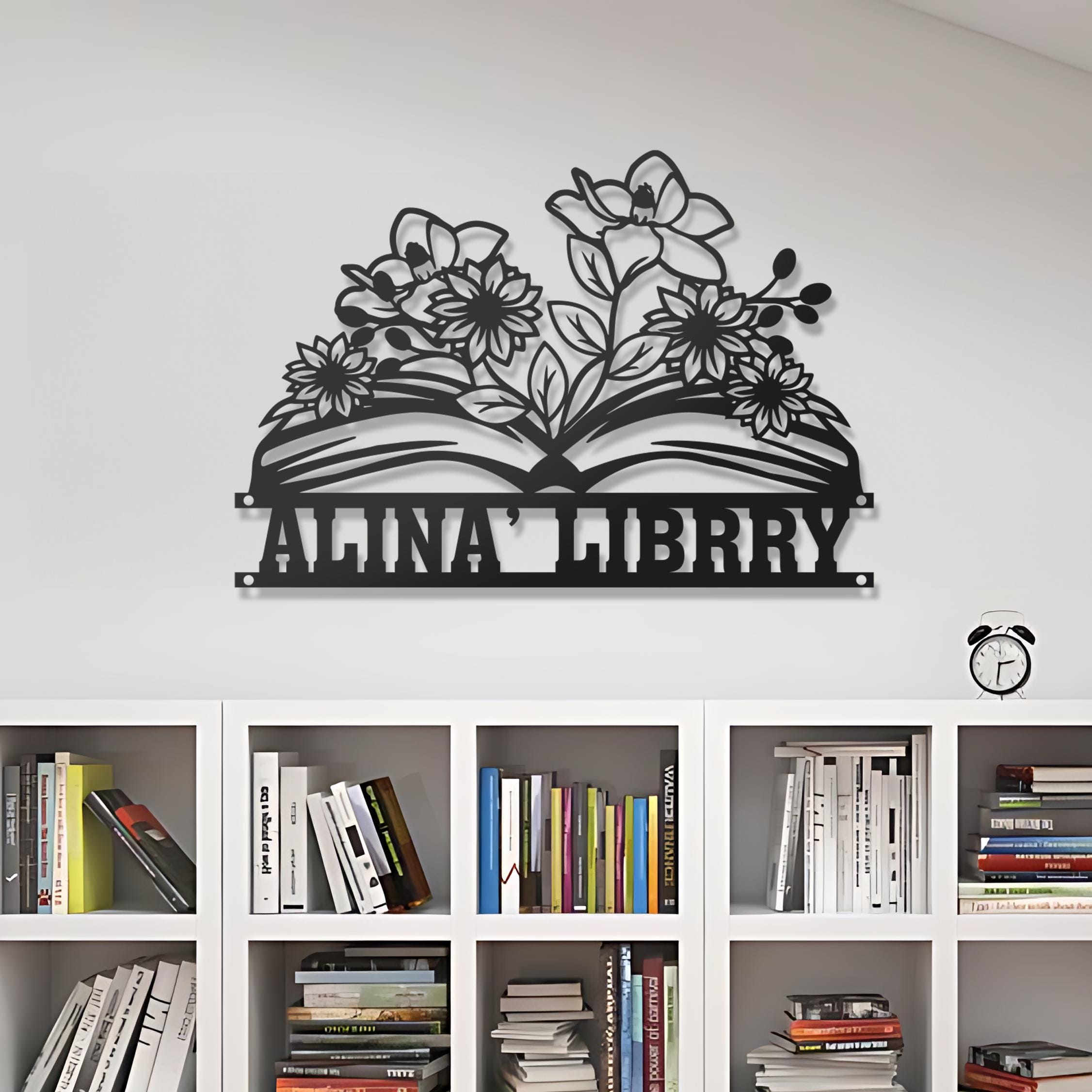 Study Table Signs For Library Personalized Library Metal Sign, Custom Books Wall Art Decor, Reading ...