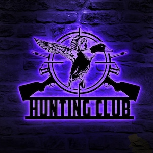 Custom Duck Hunting Metal Wall Art LED Light Personalized Hunter Name Sign Home Decor Duck Cabin Decoration Housewarming Birthday Xmas Gift