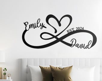 Unique Infinity Symbol With Heart Metal Sign, Personalized Couple Names Sign, Forever Love Sign, Wedding Decorations, Gift For Newlywed