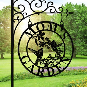Custom Hummingbird Metal Garden Sign, Personalized Garden Decor, Hummingbird Wall Art, Garden Name Plaque, Outdoor Metal Yard Sign