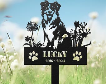 Personalized Australian Shepherd Dog Memorial Stake, Dog Name Sign, Sympathy Sign, Pet Grave Marker, Remembrance Stake, Dog loss, Pet loss