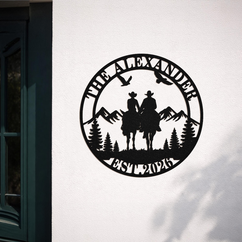 Custom Western Metal Wall Art With Name, Cowboy Couple Ranch Decor ...