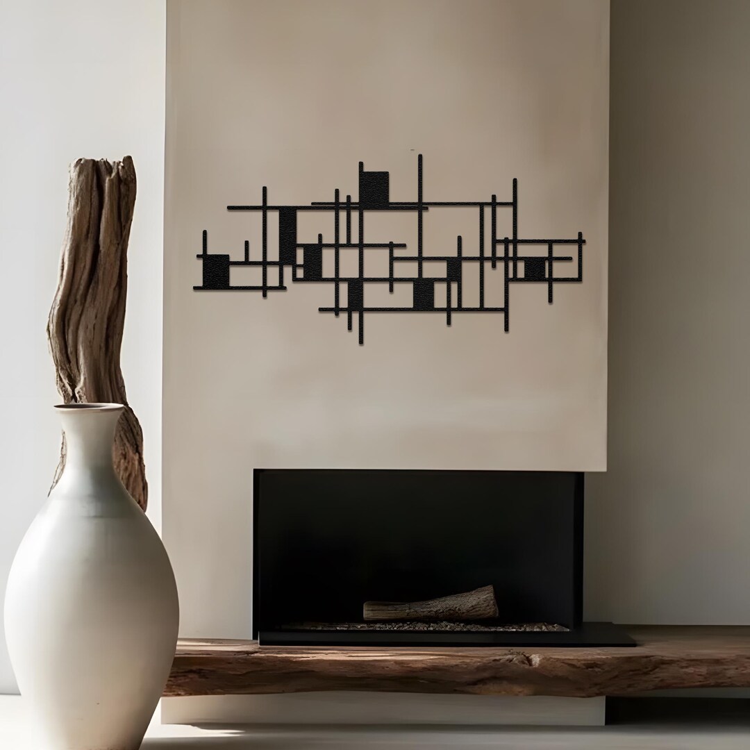 Abstract Geometric Metal Wall Art, Modern Wavy Wall Decor, Contemporary ...