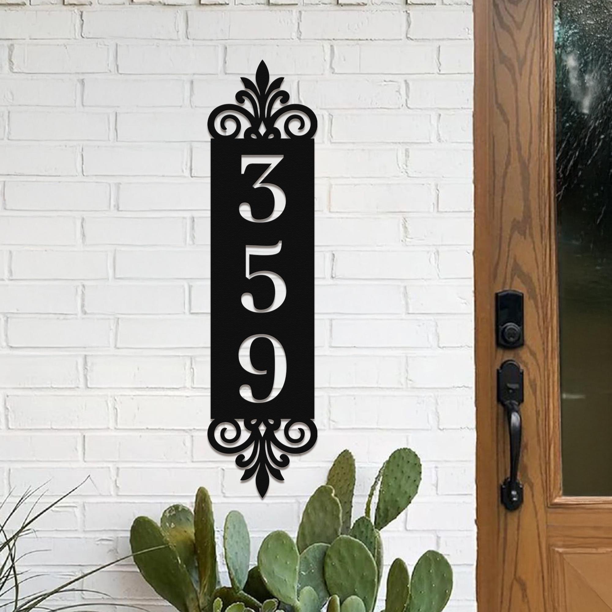 Custom Vertical Address Number Sign, Metal House Numbers Plaque, Modern ...