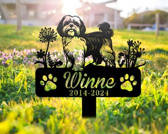 Estaca conmemorativa de metal personalizada para perro Shih Tzu, regalo para amantes de los Shih Tzu, lápida personalizada para mascota, regalo de condolencia por la pérdida de un cachorro