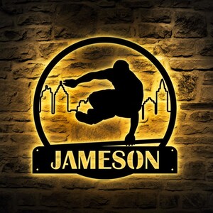 Custom Metal Parkour Sign with Led Light, Parkour Gift Parkour Wall Art, Freerunning Sign, Sports Home Decor, Parkour Lover Gift, Hobby Gift