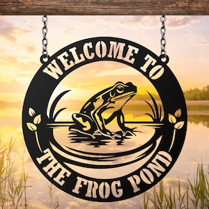 Custom Frog Metal Sign Wall Art, Personalized Frog Decor, Pond Decor, Lake House Sign, Frog Name Sign, Outdoor and Garden Decor, Farm Sign