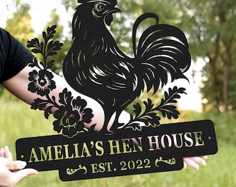 Customized Chicken Farm Metal Sign, Personalized Chicken Coop, Hen House Coop Sign, Family Name Sign for Farm House, Farm Decor, Famer Gifts