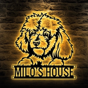 Custom Poodle Metal Sign Led Lights, Personalized Dog Wall Art, Dog House Decor, Pet Lover Gift, Dog mom Sign, Poodle Wall Art