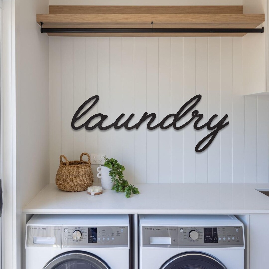 Laundry Room Metal Wall Decor, Script Laundry Sign, Modern Farmhouse ...