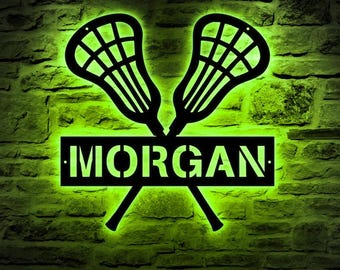 Custom Lacrosse Sign Metal Wall Art With Led, Sport Name Sign, Lacrosse Home Decor, Lacrosse Stick, Lacrosse Player, Christmas Birthday Gift