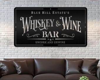 Custom Wine Bar Sign, Home Kitchen Decor, Personalized Wine Bar Sign for Home Bar, Gift for Friend Birthday Gift for Mom Fathers Day Gift