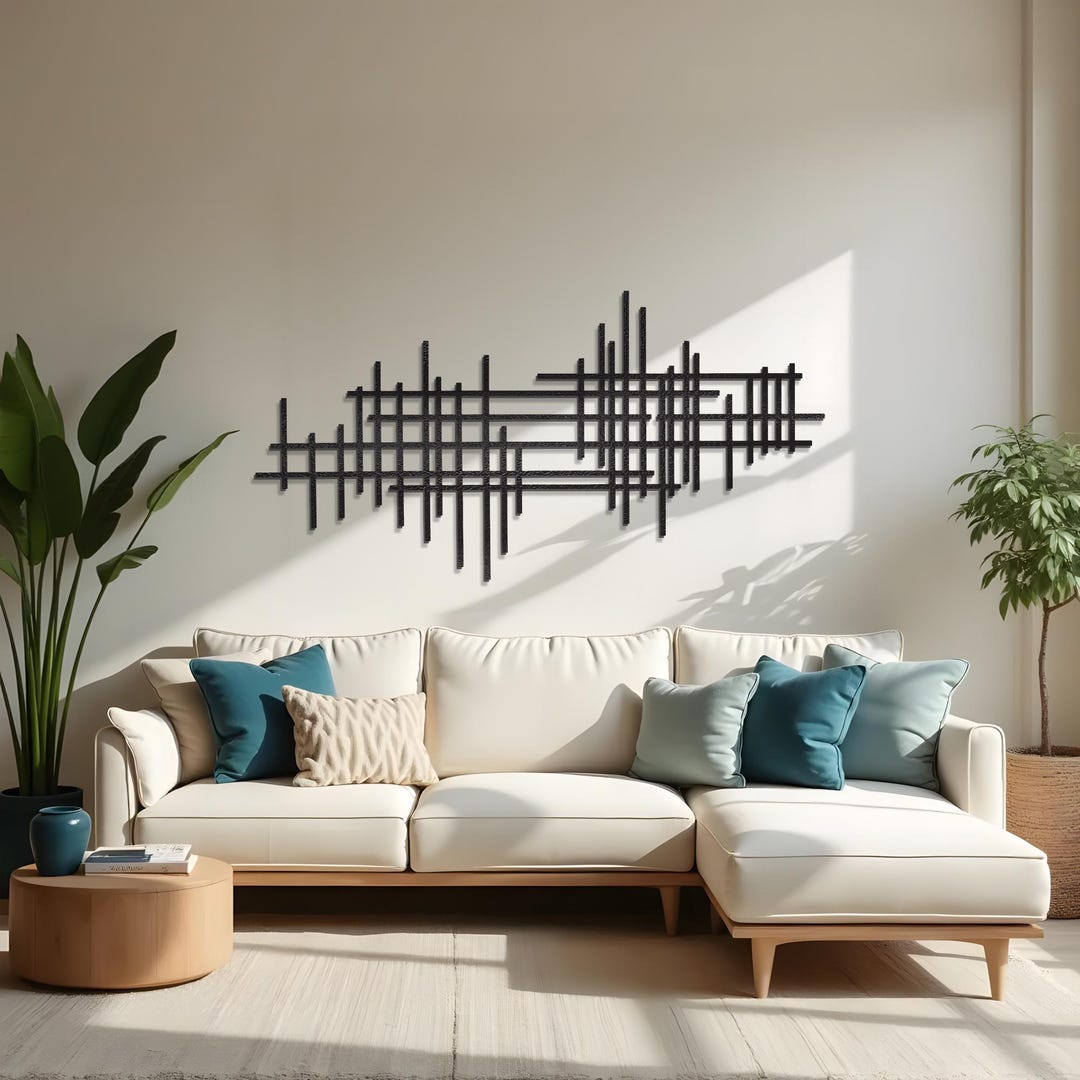 Modern Black Metal Wall Art, Luxury Geometric Abstract Wall Decor ...