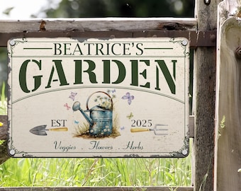 Enseigne de jardin personnalisée pour légumes, fleurs et herbes aromatiques : décoration de jardin extérieure personnalisée, cadeau de fête des mères, terrasse ou porche pour amateur de jardin