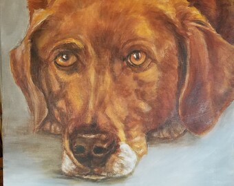 Custom pet portrait painting from photo, artist for hire, hand painted original acrylic artwork on canvas, gift for pet lovers