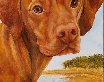 Hand-painted commission pet portrait from photo - Custom original acrylic pet painting on canvas - Personalized dog portrait artwork