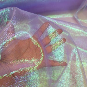 Lavender Organza Iridescent Fabric Sold By The Yard For Decoration Dress Flowy Organza Two Tone Sheer Iridescent