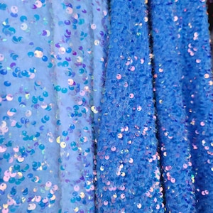 Paillettes sur tissu velours extensible vendu par mètre Design géométrique pour drapé de robe vêtements décoration toile de fond Choisissez la couleur bleu ou blanc