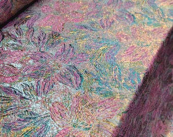 Brocade Fabric Sold By The Yard Gold Pink Aqua Floral Brocade Jacquard Fabric For Dress Upholstery Craft Multicolor Metallic Brocade