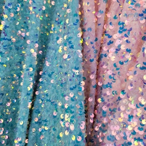 Pailletten op stretch fluwelen stof Verkocht op maat gesneden Geometrisch ontwerp Stof voor jurk Drapering Kleding Decoratie Achtergrond Roze Aqua Mint
