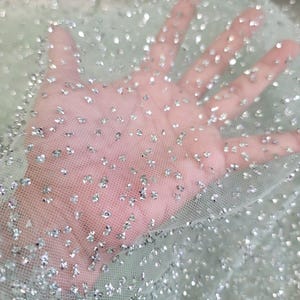 Sage Glitter Lace Fabric Sold By The Yard On Mesh Prom Bridal Evening Dress Quinceañera Gown