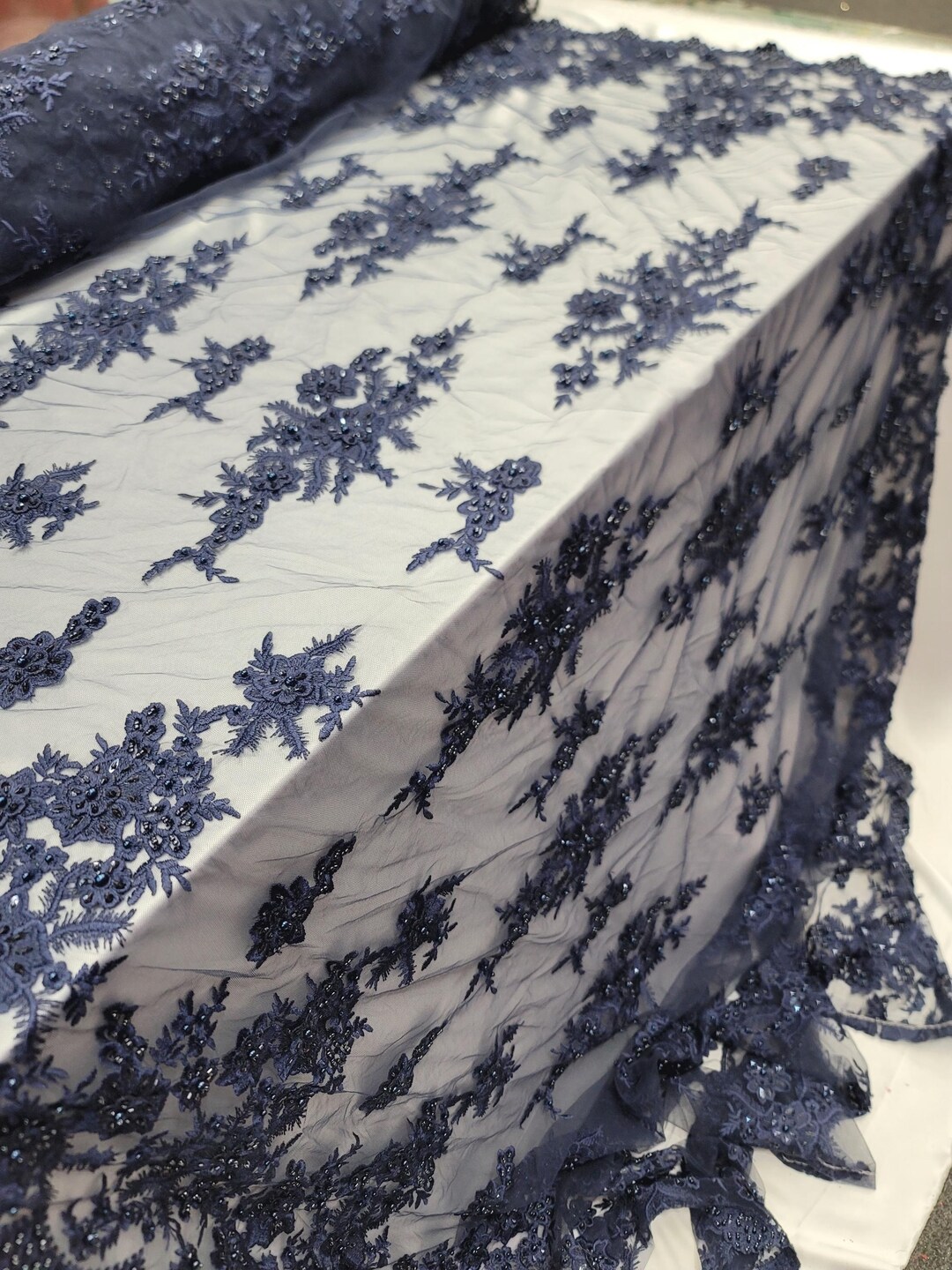 Beaded Lace Embroidery Floral Fabric Sold by the Yard Floral Design for ...