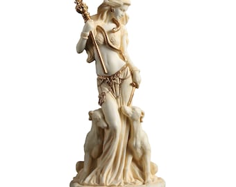 Hecate Goddess of Witchcraft Statue – 15.5cm White & Gold Greek Pagan Altar Decor